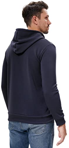 DAFENP Sudaderas Hombres con Capucha Forrado Caliente Sudadera Deportivo Invierno Hoodie Manga Larga Cordón con Bolsillo WY71055M-DarkBlue-L