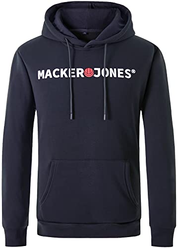 DAFENP Sudaderas Hombres con Capucha Forrado Caliente Sudadera Deportivo Invierno Hoodie Manga Larga Cordón con Bolsillo WY71055M-DarkBlue-L