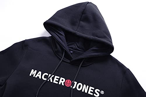 DAFENP Sudaderas Hombres con Capucha Forrado Caliente Sudadera Deportivo Invierno Hoodie Manga Larga Cordón con Bolsillo WY71055M-DarkBlue-L