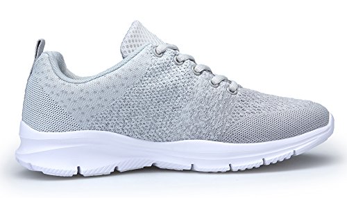 DAFENP Zapatillas de Running para Hombre Mujer Zapatos para Correr y Asfalto Aire Libre y Deportes Calzado Ligero Transpirable (Gris, Numeric_45)