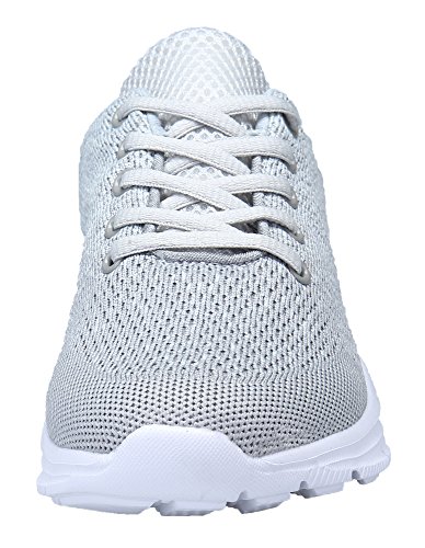 DAFENP Zapatillas de Running para Hombre Mujer Zapatos para Correr y Asfalto Aire Libre y Deportes Calzado Ligero Transpirable (Gris, Numeric_45)