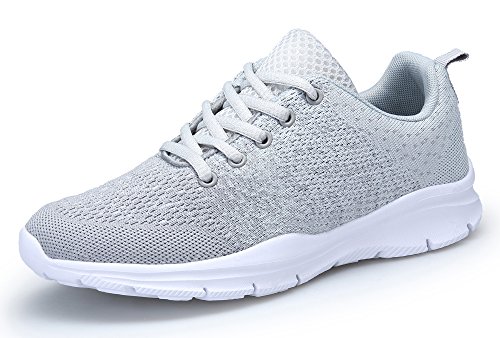 DAFENP Zapatillas de Running para Hombre Mujer Zapatos para Correr y Asfalto Aire Libre y Deportes Calzado Ligero Transpirable (Gris, Numeric_45)