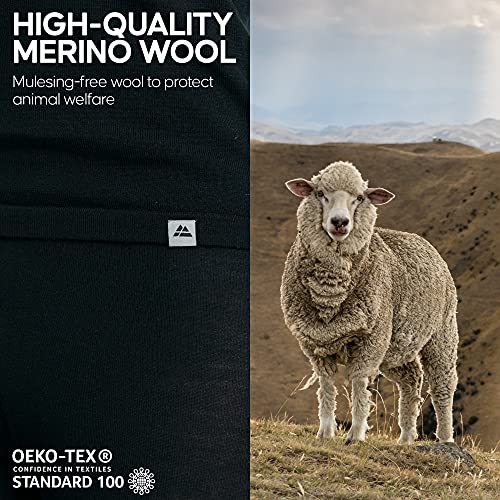 DANISH ENDURANCE Men's Merino Baselayer Set (LS Shirt + Tights) L Black 1-Pack