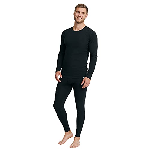 DANISH ENDURANCE Men's Merino Baselayer Set (LS Shirt + Tights) L Black 1-Pack