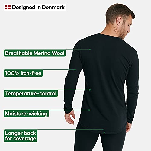 DANISH ENDURANCE Men's Merino Long Sleeved Shirt 1 Pack M Black 1-Pack