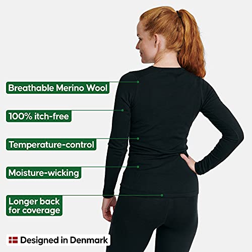 DANISH ENDURANCE Women's Merino Long Sleeved Shirt M Black 1-Pack