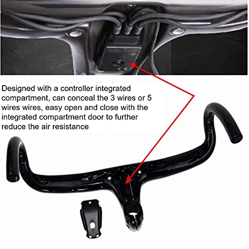 DAUERHAFT Manillar de Bicicleta de montaña, Hecho de Fibra de Carbono, 400 x 110 mm, diseño de Compartimento Integrado del Controlador, Manillar de Curva de Bicicleta, Baja Resistencia al Aire