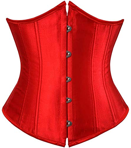 Dazzerake Corsé de Satén para Mujer Corsé Gótico Sexy Bustier Vintage Elegante Cinturón de Cintura Abdominal Corsé de Modelado Chaleco de Moda (Rojo, S)