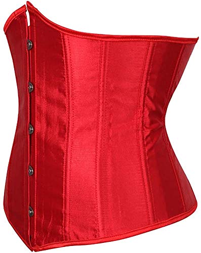 Dazzerake Corsé de Satén para Mujer Corsé Gótico Sexy Bustier Vintage Elegante Cinturón de Cintura Abdominal Corsé de Modelado Chaleco de Moda (Rojo, S)