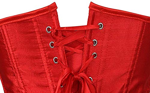 Dazzerake Corsé de Satén para Mujer Corsé Gótico Sexy Bustier Vintage Elegante Cinturón de Cintura Abdominal Corsé de Modelado Chaleco de Moda (Rojo, S)
