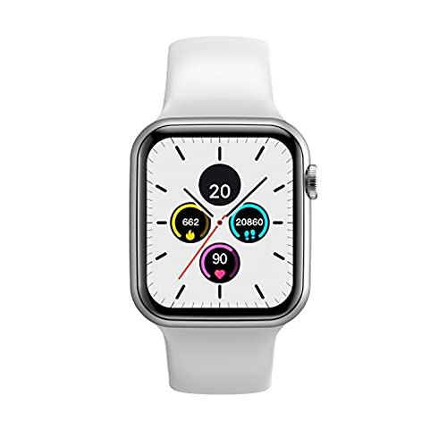 DCU TECNOLOGIC | Smartwatch Colorful | Reloj Inteligente Notificaciones Apps y Llamadas | 8 Modos de Deporte | IP67 | 2 Correas en TPU Blanco + Rojo