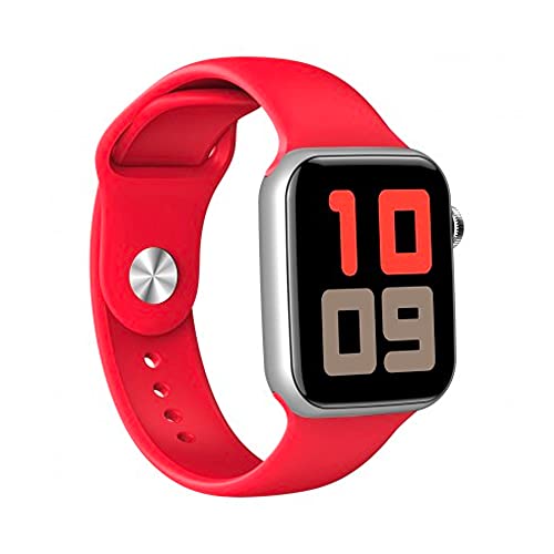 DCU TECNOLOGIC | Smartwatch Colorful | Reloj Inteligente Notificaciones Apps y Llamadas | 8 Modos de Deporte | IP67 | 2 Correas en TPU Blanco + Rojo