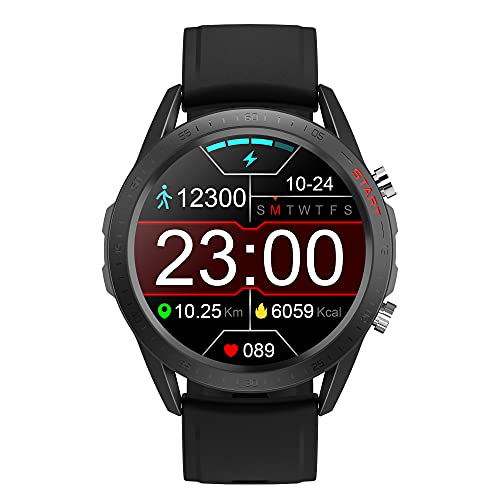 DCU Tecnologic | Smartwatch Elegance | Reloj Inteligente | Control Remoto para Fotos | 8 Modos Deporte | IP68 | 2 Correas Piel Marrón/Silicona Negra