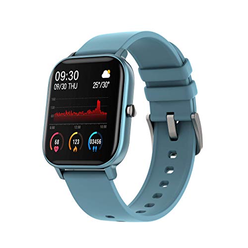 DCU TECNOLOGIC | Smartwatch | Reloj Inteligente Curved Glass | Pulsera de Actividad IP67 | Pulsómetro y Monitor de presión Arterial | Control del Ciclo Femenino | Multideporte (Azul)