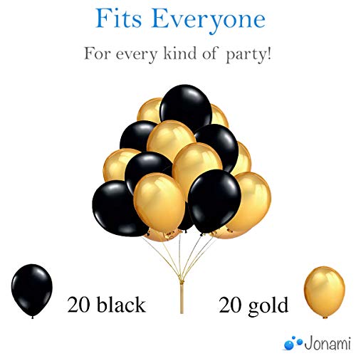 Decoracion Nochevieja 2022 - 40 Globos Oro y Negro + 1 Globo Confeti Gigante XXL Confetti Balloon. Globo Transparente con Confeti Dorado para Fiesta de Cumpleaño, Graduacion y Año Nuevo