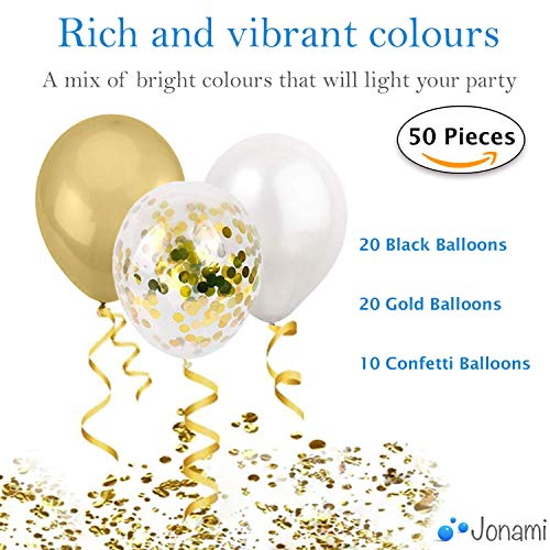 Decoracion Nochevieja 2022 - 50 Globos Oro y Blanco Globos de Confeti Confetti Balloon. Globo Transparente con Confeti Dorado para Fiesta de Cumpleaño, Graduacion y Año Nuevo