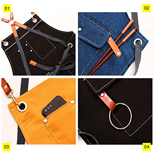 Delantal Cocina Delantal Correas De Espalda Cruzadas Ajustable Para Hombres Y Mujeres - Para Chef, Barista, Barbero, Carpintero, Tienda, Barman,Azul,One Size