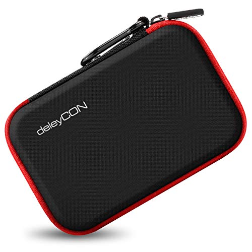 deleyCON Navi Case Funda para Dispositivos de Navegación de hasta 4,3" & 5" Pulgadas (14,6x9,3x3,4cm) - Sólida - Dos Compartimentos Interiores - Rojo