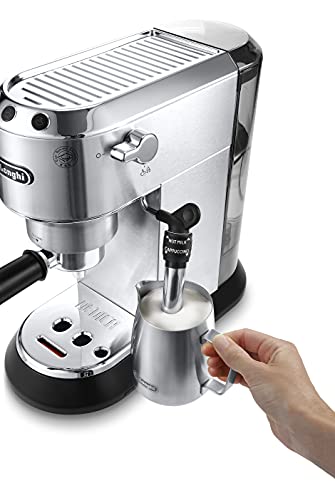 De'longhi Dedica - Cafetera de Bomba de Acero Inoxidable para Café Molido o Monodosis, Cafetera para Espresso y Cappuccino, Depósito de 1.3 Litros, Sistema Anti-goteo, EC685.M, Metal 30x33x15cm