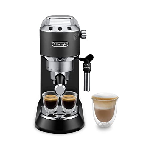 De'longhi Dedica - Cafetera de Bomba de Acero Inoxidable para Café Molido o Monodosis, Cafetera para Espresso y Cappuccino, Depósito de 1.3 Litros, Sistema Anti-goteo, EC685.BK, Negro