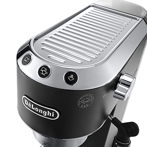 De'longhi Dedica - Cafetera de Bomba de Acero Inoxidable para Café Molido o Monodosis, Cafetera para Espresso y Cappuccino, Depósito de 1.3 Litros, Sistema Anti-goteo, EC685.BK, Negro