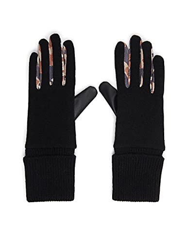 Desigual Gloves_Animal Patch Guantes fríos, Negro, U (Pack de 2) para Mujer