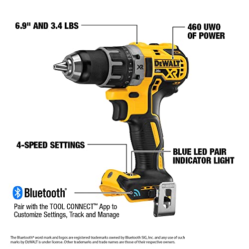 DEWALT 20V MAX XR Brushless Drill/Driver with Tool Connect Bluetooth - Bare Tool (DCD792B)