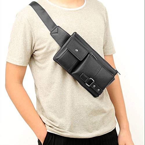 DFV mobile - Bag Fanny Pack Leather Waist Shoulder Bag for Ebook, Tablet and for ONEPLUS 3T (2016) - Black