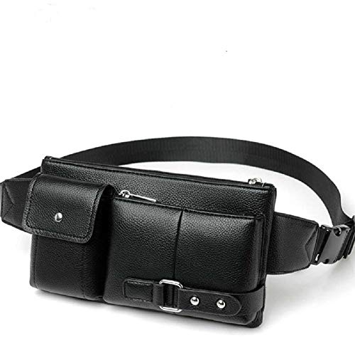 DFV mobile - Bag Fanny Pack Leather Waist Shoulder Bag for Ebook, Tablet and for ONEPLUS 3T (2016) - Black
