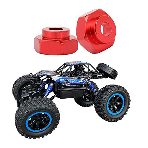 Dilwe Adaptador de Coche RC, 4PCS Mini Adaptador Hexagonal de Rueda de Coche RC 12 a 17 para HSP 1/10 Road Camión de Vehículo Eléctrico(Rojo)