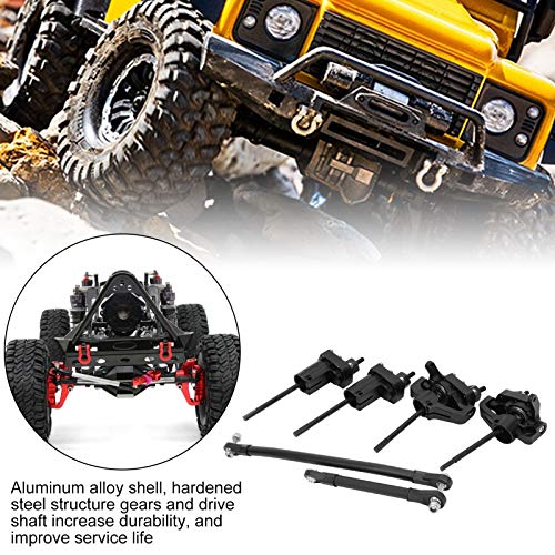 Dilwe Eje de Portal Delantero ＆ Trasero, con Eje de Engranaje de Enlace de dirección Adecuado para Coche RC axial SCX10 II 90046 90047(Negro)