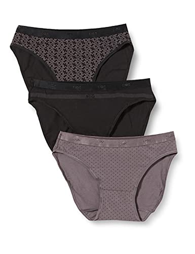 DIM Pack x 3 Braguitas Les Pockets Coton Slips Gris / Antracita M