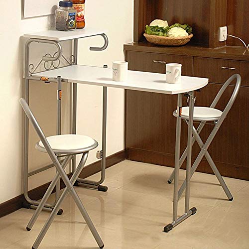 Dioche Juego de mesa de bar plegable de cocina, mesa de bar con 2 taburetes de bar, barra de desayuno, barra de bar, mesa alta, mesa de mostrador con compartimento para cocina o comedor