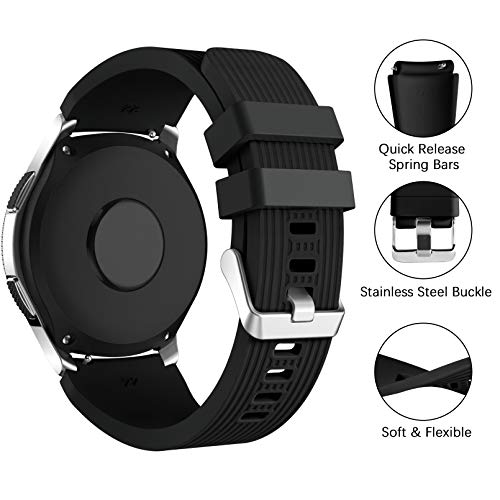 Dirrelo Correa Compatible con Samsung Galaxy Watch 3 45mm/Galaxy Watch 46mm/Huawei GT 2 46mm, 22mm Deportiva Muñequeras Suave Silicona Reemplazo para Samsung Gear S3 Frontier, Hombres Mujeres, Negro