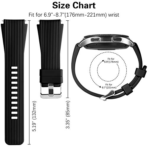 Dirrelo Correa Compatible con Samsung Galaxy Watch 3 45mm/Galaxy Watch 46mm/Huawei GT 2 46mm, 22mm Deportiva Muñequeras Suave Silicona Reemplazo para Samsung Gear S3 Frontier, Hombres Mujeres, Negro