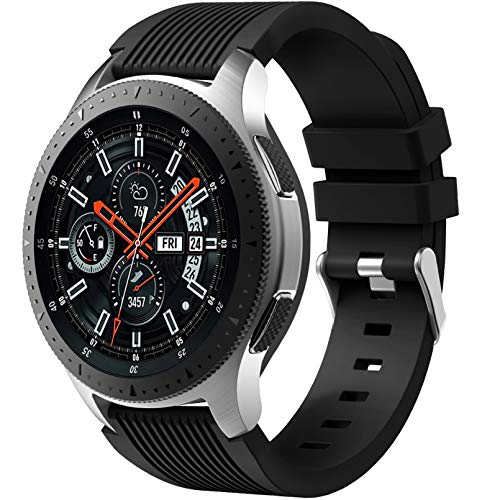 Dirrelo Correa Compatible con Samsung Galaxy Watch 3 45mm/Galaxy Watch 46mm/Huawei GT 2 46mm, 22mm Deportiva Muñequeras Suave Silicona Reemplazo para Samsung Gear S3 Frontier, Hombres Mujeres, Negro