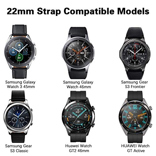 Dirrelo Correa Compatible con Samsung Galaxy Watch 3 45mm/Galaxy Watch 46mm/Huawei GT 2 46mm, 22mm Deportiva Muñequeras Suave Silicona Reemplazo para Samsung Gear S3 Frontier, Hombres Mujeres, Negro