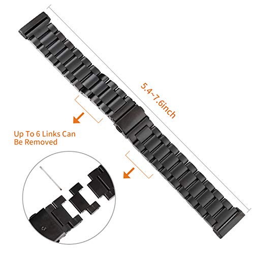 Diruite Correa de reloj para Fitbit Versa 3/Fitbit Sense, metal galvanizado, con doble cierre desplegable para Fitbit Versa 3/Fitbit Sense, color negro