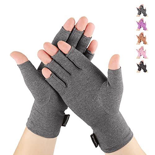 DISUPPO Guantes Compresión Anti-Artritis Hombres Mujeres Ofrecen Calor y Compresión para Ayudar a Aumentar la Circulación Reduciendo el Dolor y Promover la Sanación(Gris, M)