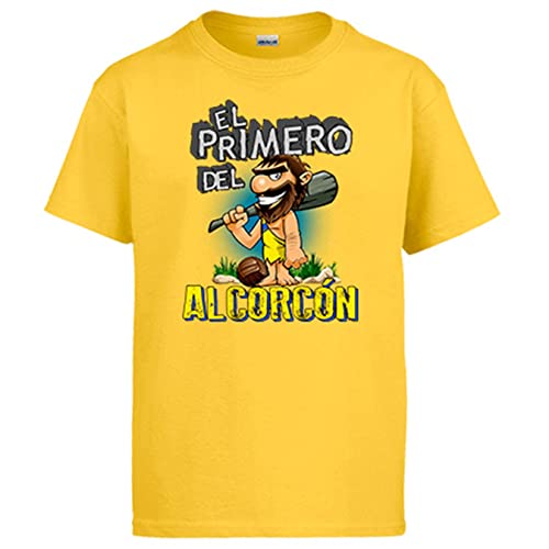 Diver Bebé Camiseta Frase el Primero del Alcorcón para hincha de su Equipo de fútbol - Amarillo, M