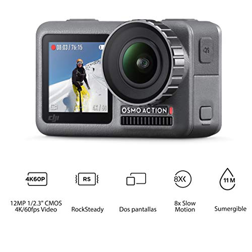 DJI Osmo Action Cam Cámara digital con 11m Pantalla dual Resistente al agua 4K HDR-Video 12MP 145 ° Cámara angular Negro