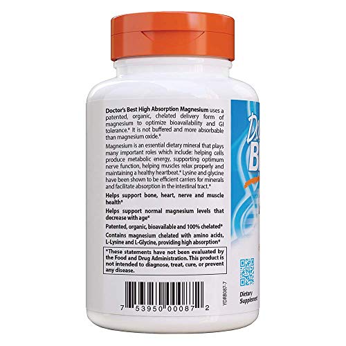 Doctor's Best Magnesio De Alta Absorción, 100 Mg - 240 Tabletas 240 Unidades 410 g