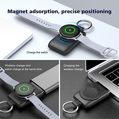 doeboe Cargador de reloj portátil para Samsung Galaxy Watch 4 Classic LTE, Watch 3 LTE, Galaxy Active 2, Galaxy Watch LTE, Gear S3 Gear Sport, 1400 mAh Power Bank con llavero, accesorios Galaxy Watch