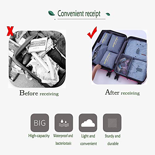 DoGeek- 7 en 1 Set de Organizador de Equipaje Viaje con Bolsa de Zapato,Impermeable Organizador de Maleta Bolsa para Ropa Sucia de Viaje, Material Nylon