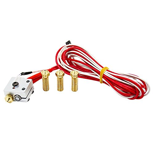 DollaTek V6 metal Hotend 1.75mm Extrusora kit de bricolaje incluir Boquilla extrusora y Bloque calentador y Termistor 100k y bloque de calefacción para la impresora 3D RepRap