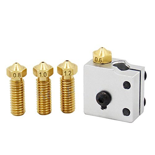 DollaTek V6 metal Hotend 1.75mm Extrusora kit de bricolaje incluir Boquilla extrusora y Bloque calentador y Termistor 100k y bloque de calefacción para la impresora 3D RepRap