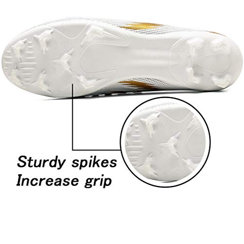 Donbest Botas de Fútbol para Hombre Spike Zapatos de fútbol Profesionales Aire Libre Calzado de Fútbol Atletismo Zapatillas de Fútbol,Blanco,EU43