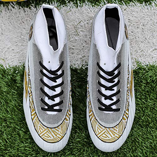 Donbest Botas de Fútbol para Hombre Spike Zapatos de fútbol Profesionales Aire Libre Calzado de Fútbol Atletismo Zapatillas de Fútbol,Blanco,EU43