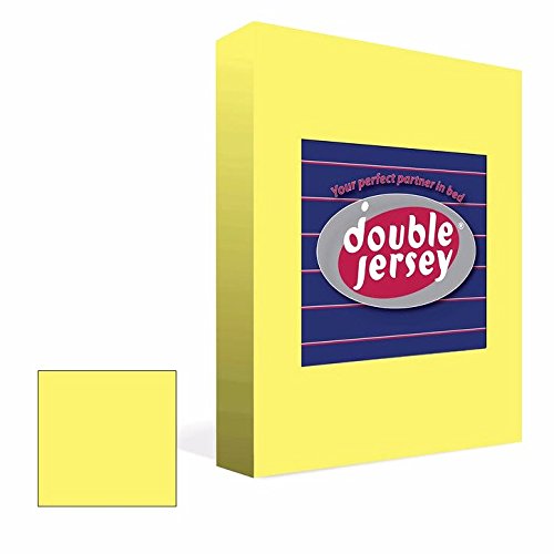 Double Jersey 100% Puro algodón Egipcio Suave Peinado - Extra Elasticidad Antiarrugas - Bolsillo Profundo Solapa 30cm - 160x200+30 Amarillo