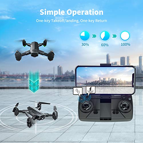 Dragon Touch Drone Plegable con Cámara 1080P HD Avión con WiFi FPV Control Remoto RC Quadcopter Drone para Adultos Niños Principiantes Modo sin Cabeza Estabilización de Altitud (DF01)